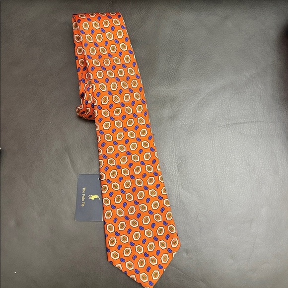 nwt Polo Ralph Lauren Orange Patterned Tie